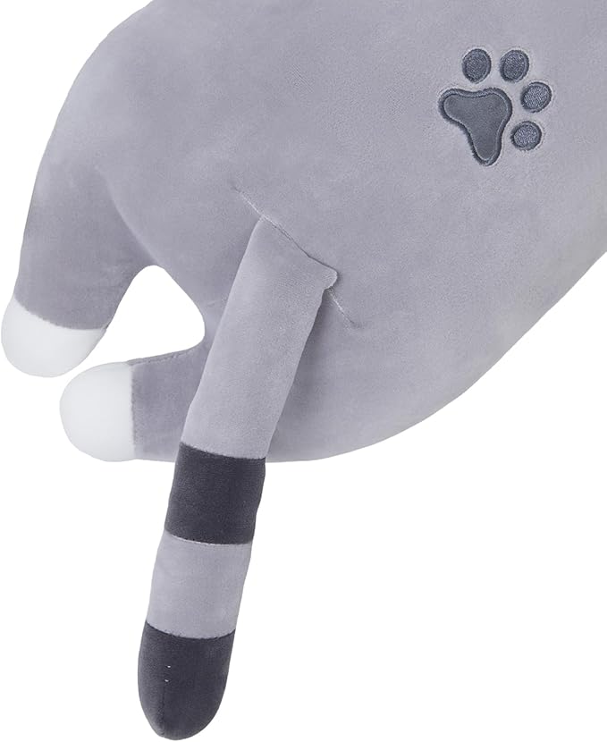 Long Cat Plush Body Pillow, Cute Cat Plush Toy Pillows with Wings, Stuffed Animals Kitten Soft Plushies Gifts for Kids Girls Girlfriend(Grey, 35.4in/90cm)