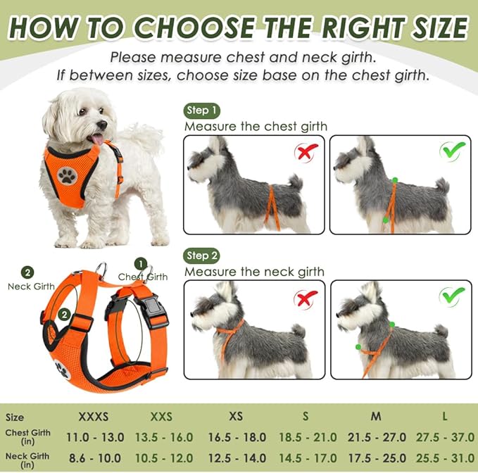 SlowTon Dog Seat Belt Harness for Car, Dog Car Harness Adjustable Mesh Breathable & Dog Seatbelt Safety Tether with Elastic Bungee for Small Medium Large Pets(Orange, Double Clip, XXS)