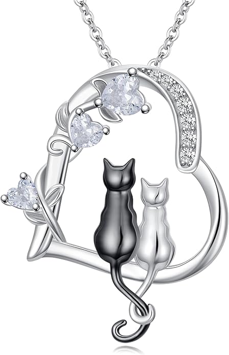 Heart Animal Necklace 925 Sterling Silver Cute Animal Pendant Jewelry Birthday Gifts for Women Girlfriend Mom Animal Lovers