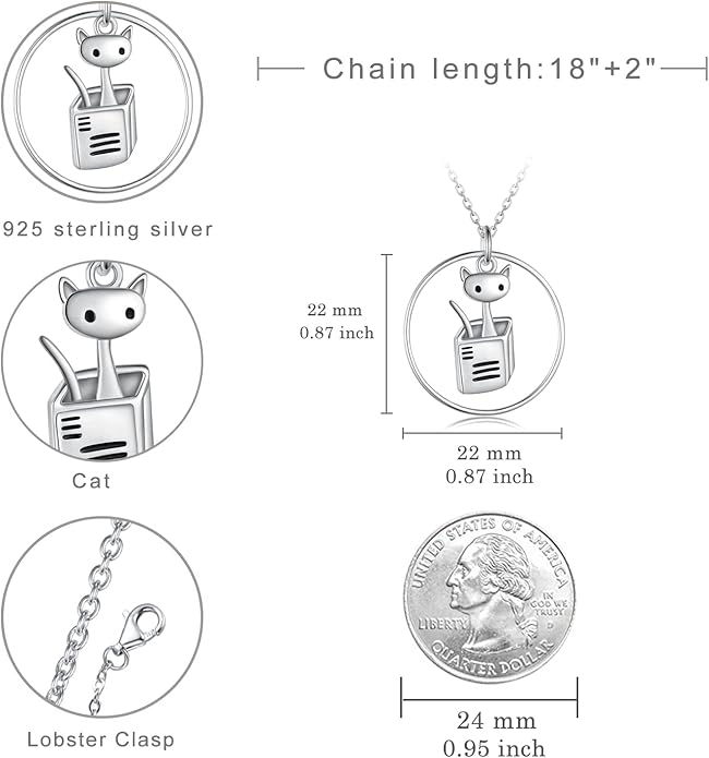 Highland Cow/Unicorn/Turtle/Moon Fairy/Axolotl/Owl/Mermaid/Cat/Cat and Girl/Frog/Wolf Necklace 925 Sterling Silver Animal Necklace Animal Jewelry Gifts for Women