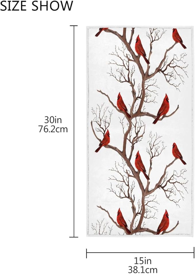 Pfrewn Northen Red Cardinals Branches Hand Towels 16x30 in Rustic Farmhouse Christmas Winter Bathroom Towel Ultra Soft Highly Absorbent Guest Towel Xmas Bathroom Decor Gifts
