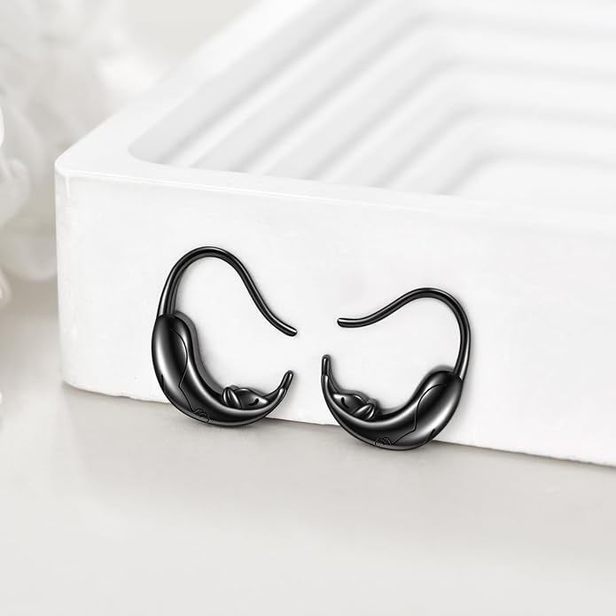 YFN Cat Earrings for Women Sterling Silver Shark Dangle Earrings Cat Jewelry Gifts for Women Cat Lover Shark Jewelry for Shark Lover