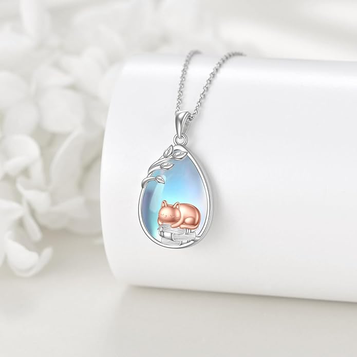 YFN Cat Necklace Sterling Silver Jewelry for Women Cat Jewelry Gifts