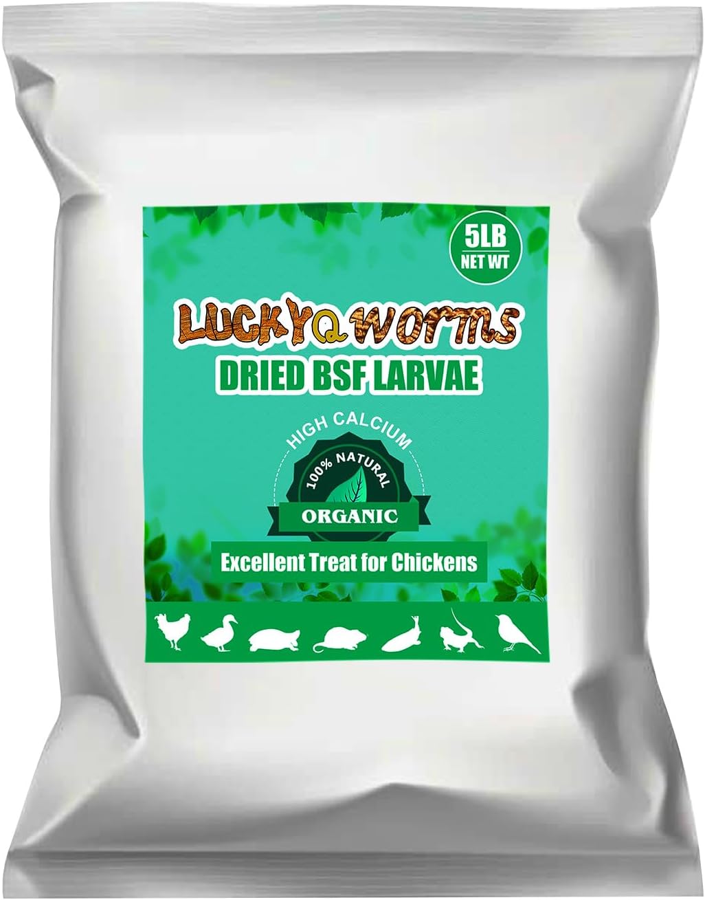 Dried Black Soldier Fly Larvae, 85X More Calcium Than Mealworms High-Protein BSF Larvae Chicken Treats Non-GMO BSFL for Chickens, Hens, Ducks, Wild Birds 5LBS