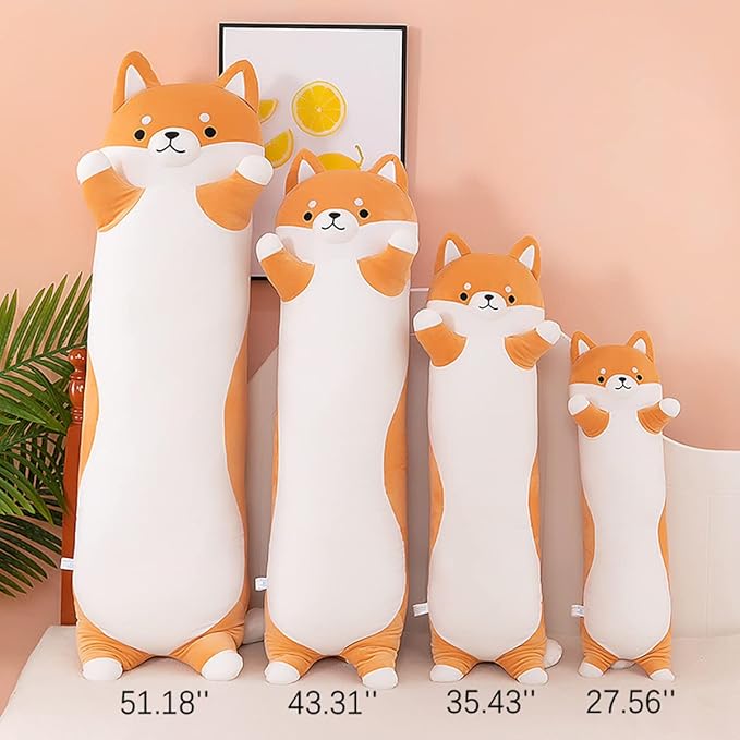 43.32'' Jumbo Dog Stuffed Animals Long Dog Plush Pillow Toy Sleeping Cute Cartoon Soft Long Body Pillow Gift for Kids Adults