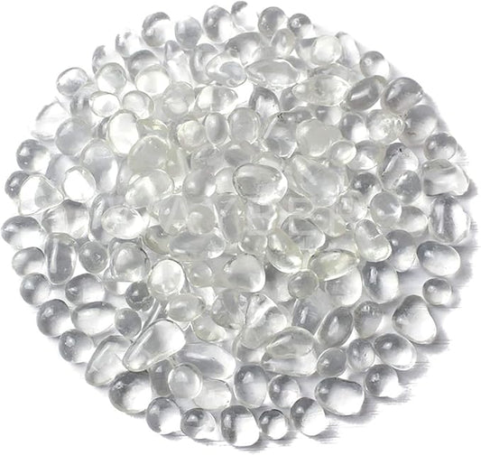 WAYBER Glass Stones, 1Lb/460g Irregular Sea Glass Dercorative Rocks Non-Toxic Artificial Crystal Pebbles for Aquarium Decoration/Vase Filler/Table Scatter/Handcraft/Jewelry Making/Gems Display, Clear