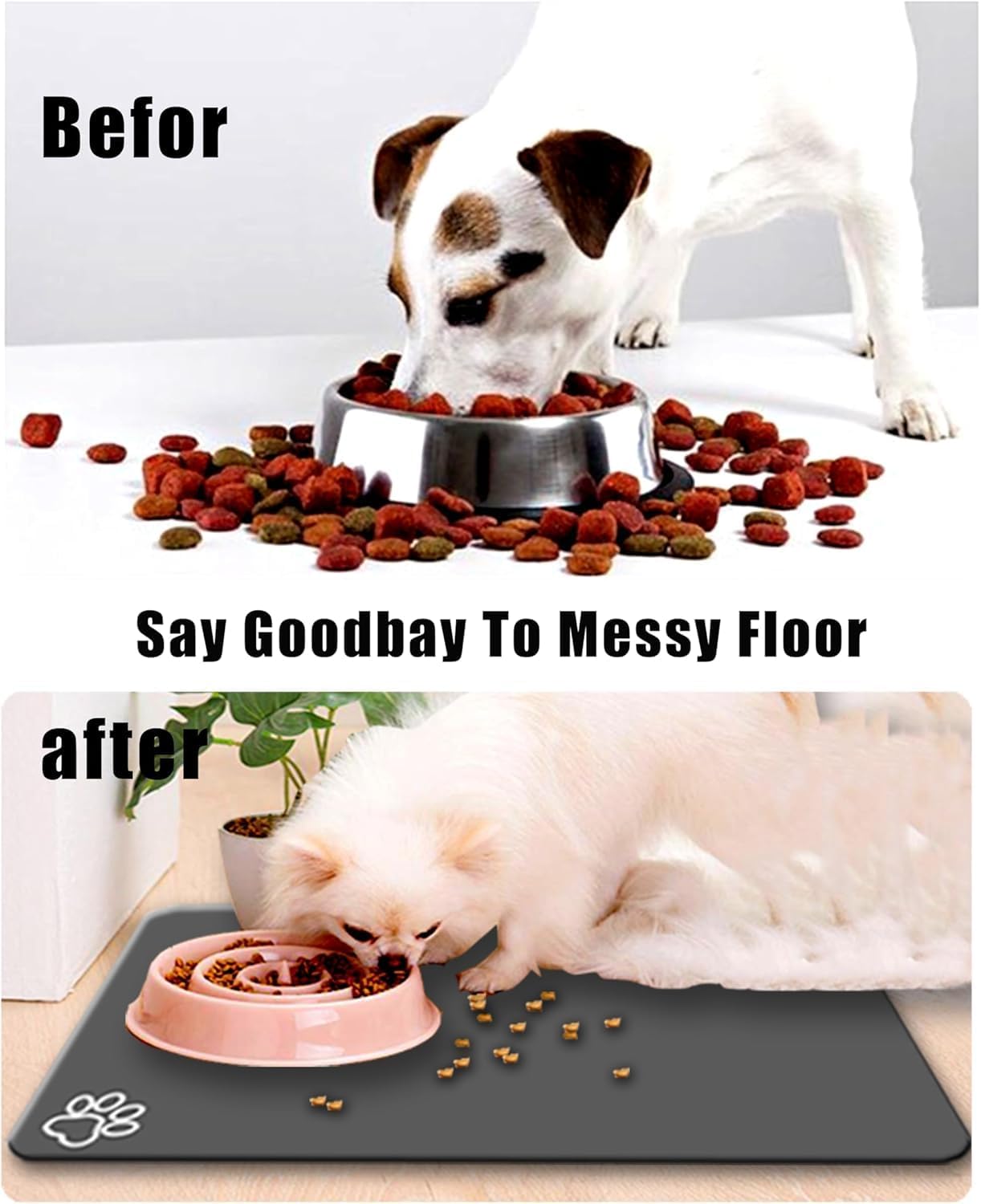 Large Boho Dog Food Mats for Floors, Absorbent Dog Bowl Mat for Food and Water Dispenser Mat, Quick Dry Cat Food Mat Pet Supplies (Dark Vintage, 36 * 16)