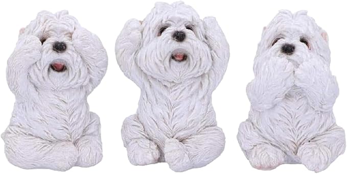 Nemesis Now Three Wise See No Evil Hear No Evil Speak No Evil Figurines, Adorable Hand-Painted Resin Collectibles and Gift - Westies
