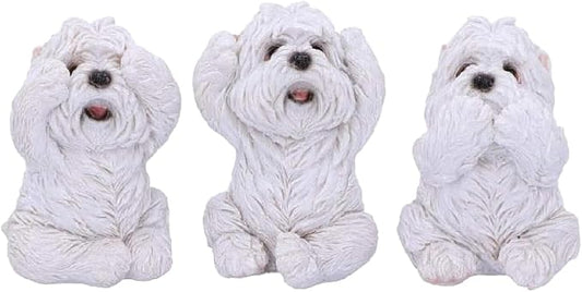 Nemesis Now Three Wise See No Evil Hear No Evil Speak No Evil Figurines, Adorable Hand-Painted Resin Collectibles and Gift - Westies
