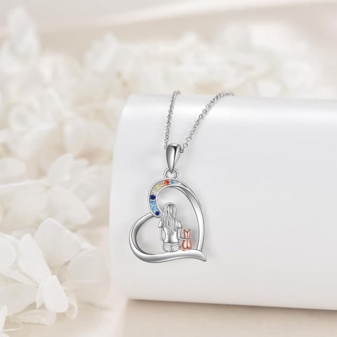 YFN Cat Necklace Sterling Silver Jewelry for Women Cat Jewelry Gifts