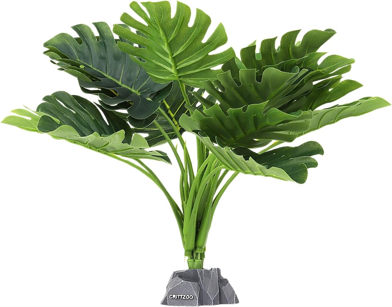 Reptile Fake Plants for Terrarium Decor, Snake Tank Accessories for Leopard Gecko Ball Python Bearded Dragon Crested Gecko Tortoise Frog Lizard Spider - Fake Monstera Plant