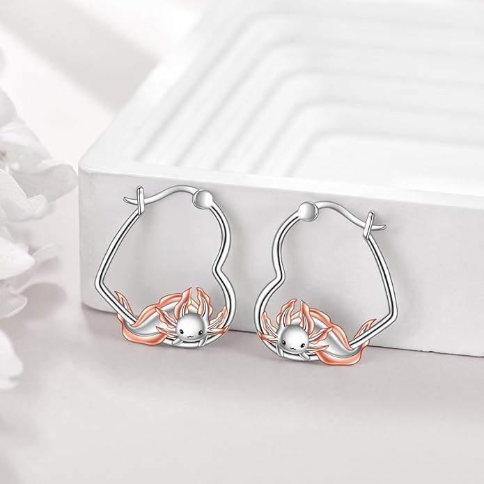 YFN Animal Earrings Sterling Silver Animal Heart Hoop Dangle Earrings Cute Jewelry Gifts for Women