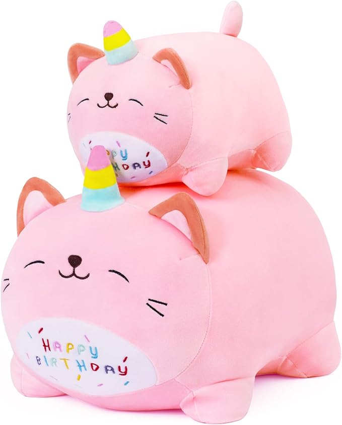 Kawaii Birthday Unicorn Plush, Soft Happy Birthday Unicorn Plush Pillow Toy for Kids (25cm/9.8inch)