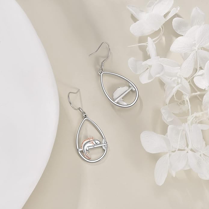 YFN Animal Earrings Sterling Silver Animal Heart Hoop Dangle Earrings Cute Jewelry Gifts for Women