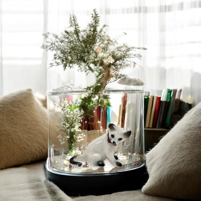 WitnyStore Tiny 1" White Gray Pointed Shorthair Siamese Cat Sitting Look Right Figurine - Miniature Hand Made Ceramic Cats Kitten Feline Animal Cute Porcelain Decorative Collectible Figure Décor Gifts