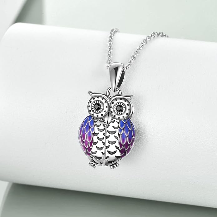 ONEFINITY Sterling Silver Always in My Heart Owl Urn Necklace for Ashes Owl Cremation Jewelry for Ashes of Loved Ones Keepsake Jewelry
