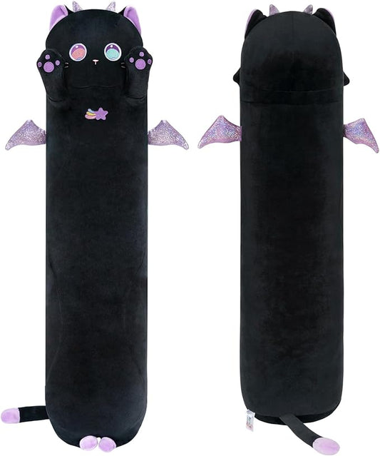 Long Cat Plush Body Pillow, Cute Purple Big Eyes Cat Stuffed Animals Kawaii Plushies, Squishy Body Pillow Plush Toys for Kids Girls Boys (36 Inches)