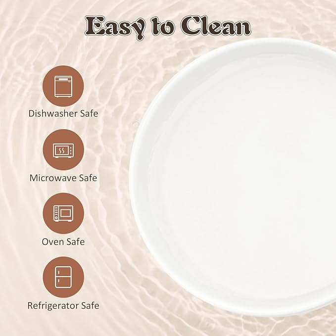 SPUNKYJUNKY Raised Ceramic Dog Bowls Set with Non-Slip Acacia Wood Stand for Medium Sized Dog(42.27 OZ, White)