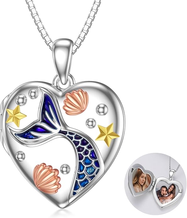 WINNICACA S925 Sterling Silver Heart Lockets Necklace That Holds Pictures Jewelry for Women Photo Pendant Necklace for Birthday Gifts