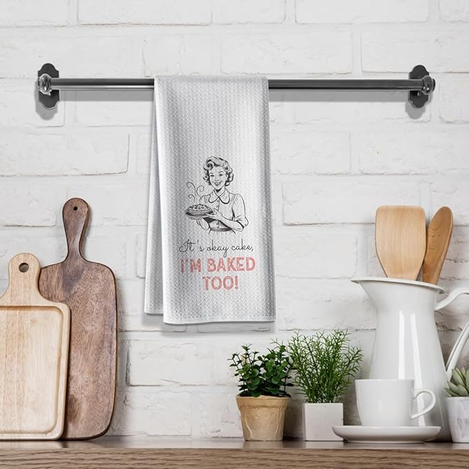 Funny Baked Kitchen Towels,Sweet Gifts Dish DéCor,16 X 24 Inch,Joked Bar Baking Flour Sack,Cute Hand Dishcloth Absorbent Tea Towel,Ideal Gift For Lover Mom Hostess Women New Home Housewarming Friend