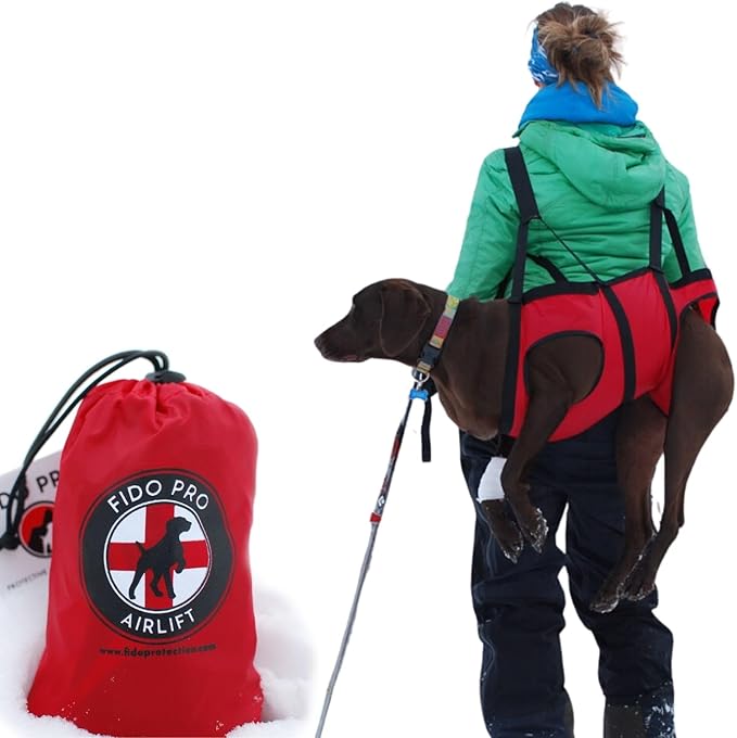 Fido Pro Airlift Emergency Dog Rescue Sling - Lightweight, Packable Dog Sling for Extra Large Dogs with 8-Point Support System for Safe Transport - Ideal for Hiking, Skiing - Fits Dogs 70-160 lbs