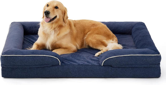 Made4Pets Orthopedic Dog Bed for Extra Large Dogs, Supportive Foam XL Pet Bed Sofa with Washable Removable Cover, Waterproof Large Dog Couch Bed, Non-Slip Bottom and Egg-Crate Foam, Grey