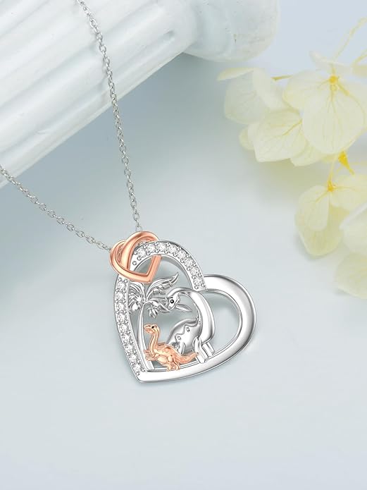 Mothers Day Gift for Mom 925 Sterling Silver Mama Bear/Dinosaur/Cat/Bird/Chicken Necklace with 1 2 3 4 5 Cubs Jewelry for Women Wife Grandma