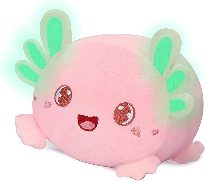 AIXINI Cute Pink Axolotl Plush Pillow 8" Luminous Salamander Axolotl Stuffed Animal, Soft Kawaii Plushies Hugging Plush Pillow Toy Gifts