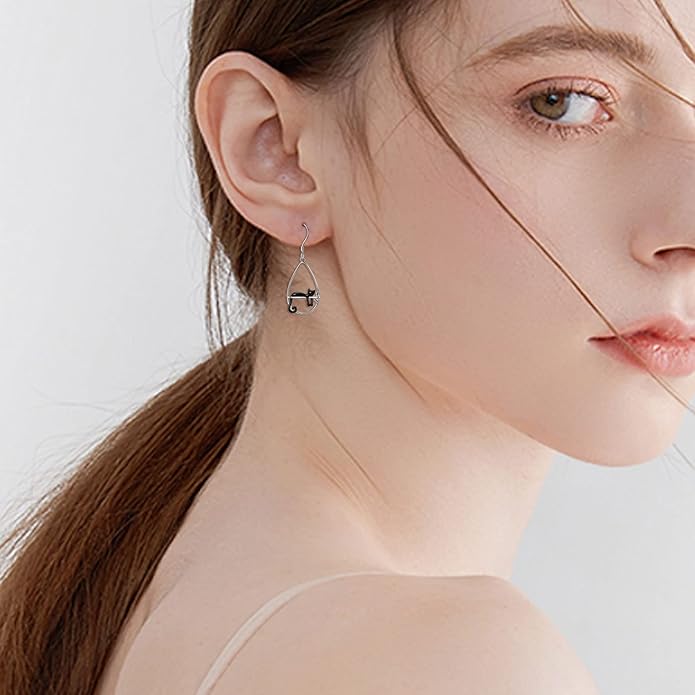 YFN Animal Earrings Sterling Silver Animal Heart Hoop Dangle Earrings Cute Jewelry Gifts for Women