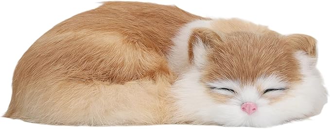 Realistic Furry Sleeping Cat Figurine - Little Kitten Figure - Lifelike Animal Plush Simulation - Simulation Kitten Plush for Home and Office Decor