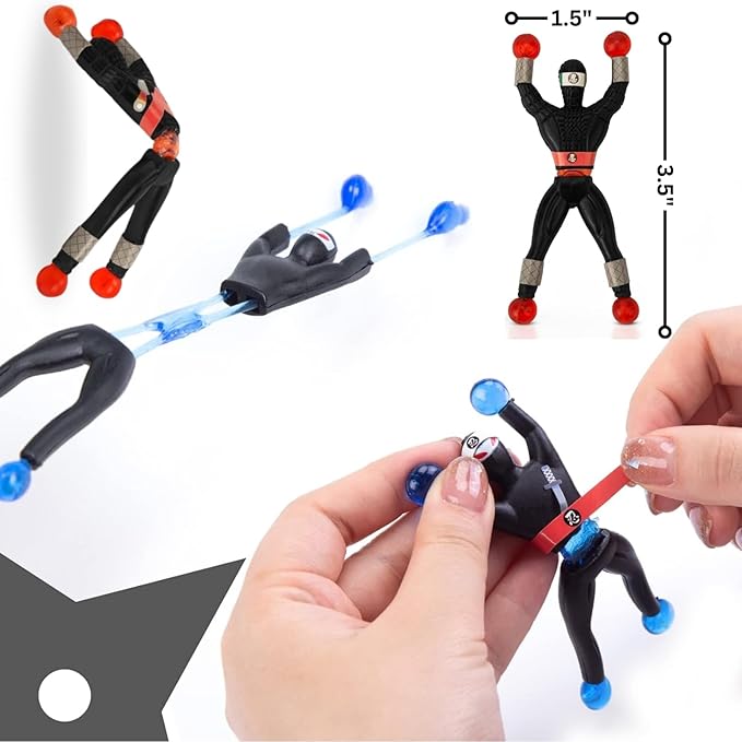 Liberty Imports Sticky Wall Climbing Ninjas with DIY Costume Stickers, Stretchy Climbers Window Crawlers, Party Favor Tricky Novelty Toys Climbing Rolling Men for Kids (Pack of 24)