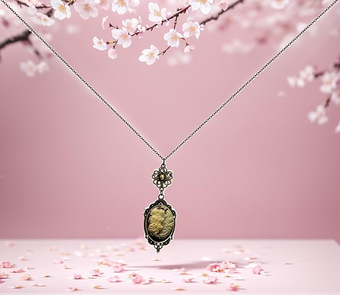 Yspace Lucky Clover Cameo Necklace Best Friend Heart Charms Jewelry 2 Chain Deluxe Gift