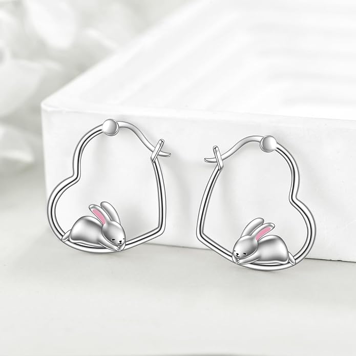YFN Animal Earrings Sterling Silver Animal Heart Hoop Dangle Earrings Cute Jewelry Gifts for Women