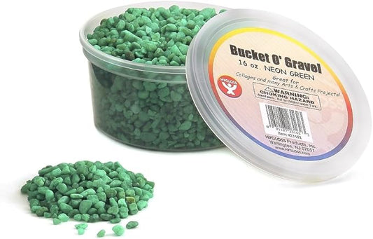 Hygloss Products Craft Rocks, Mini Stones for Art Projects - Bucket O' Gravel, Neon Green, 1 lb