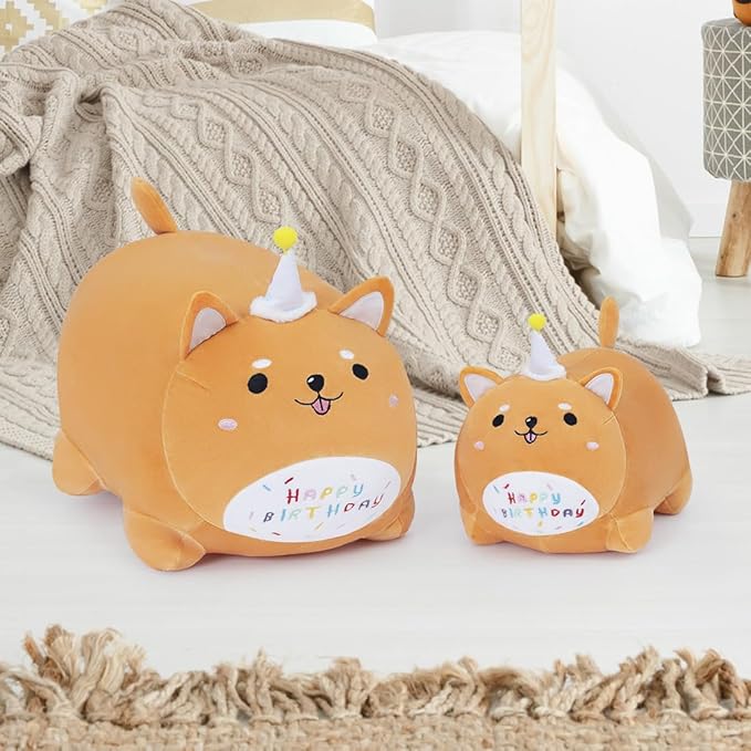 Happy Birthday Corgi Dog Plush Toy, Cute Birthday Colorful Puppy Stuffed Animal, Dog Plush Pillow for Girls Kids(Corgi,40cm/15.7inch)