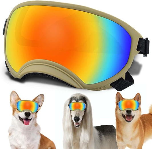 Medium Dog Sunglasses with Adjustable Strap UV Protection, Winproof Dog Puppy Sunglasses, Suitable for Medium Dog Pet Glasses, Dogs Eyes Protection,Soft Dog Goggles