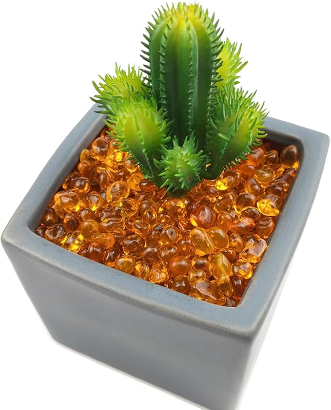 1 Lb (460 g) Orange Sea Glass Stones Irregular Rainbow Glass Pebble Decorative Rock Quartz Tumbled Gemstone Chips for Aquarium Decoration/Vase Filler/Jewelry Making/Handwork Craft/Gems Display