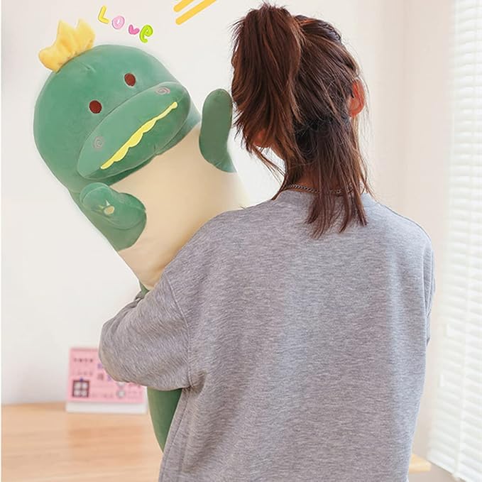 29.53'' Dinosaur Plush Pillow Toy Dinosaur Stuffed Animal Sleeping Pillow Cute Cartoon Soft Long Body Pillow Gift for Kids (Green)