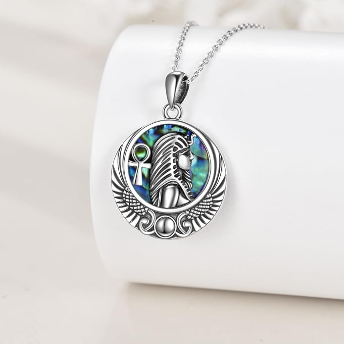 YFN Egyptian Necklace Sterling Silver Egypt God Pendant Abalone Shell Egypt Jewelry Gifts for Women Men