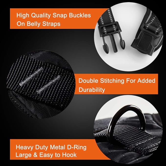 PHOEPET No Pull Dog Harnesses for Small Puppies Reflective Adjustable Front Clip Vest with 2 Metal Leash Attachment Hooks Soft Handle(XS, Black)