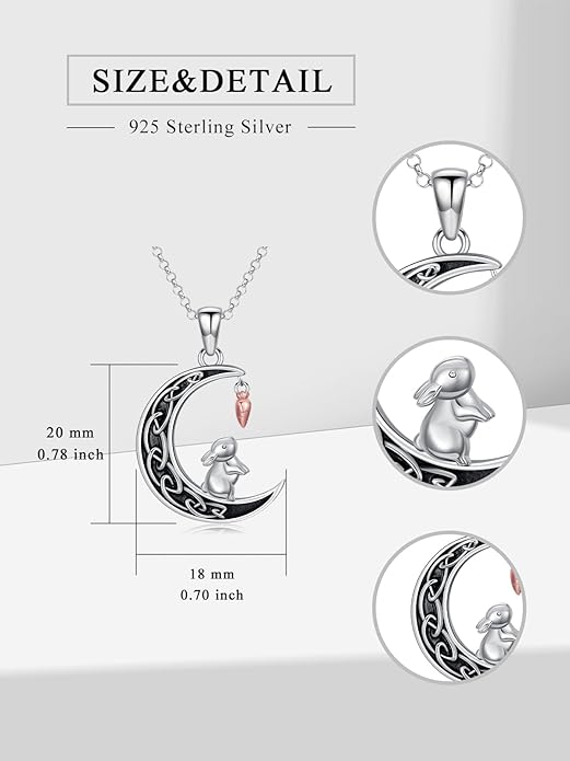 Fox/Cat/Axolotl/Sloth/Panda Necklace Crescent Moon Necklace 925 Sterling Silver Cute Animal Jewelry as Birthday Mothers Day Gifts for Women