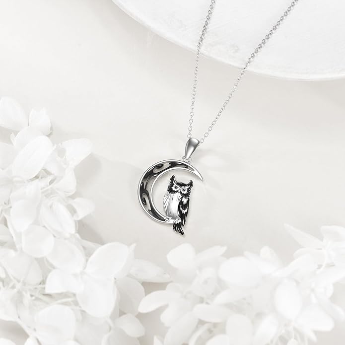 POPLYKE Spider/Butterfly/Fox/Killer Whale/Pande/Shark/Cat/Owl/Mermaid/Dragonfly Necklace 925 Sterling Sliver Animal Necklace Pendant Jewelry Gifts for Women