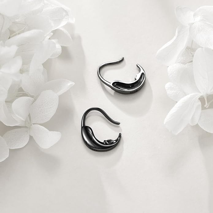YFN Cat Earrings for Women Sterling Silver Shark Dangle Earrings Cat Jewelry Gifts for Women Cat Lover Shark Jewelry for Shark Lover