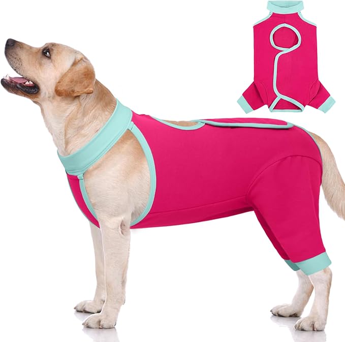 ROZKITCH Dog Surgery Leg Sleeve Rear Legs, Male Female Pet Prevent Licking Wound Elbow Knee Protector, Dog Recovery Suit Cone Collar Alternative Pants Shirt for Wound Heal Wrap Rosered XL