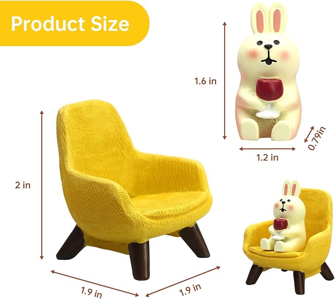 Small Easter Bunny Figurine Cute Mini Rabbit Holding Red Wine Figurine Resin Rabbit for Office, Home Decoration Perfect Cute Rabbit Gift for Rabbit Lovers - Yellow Sofa