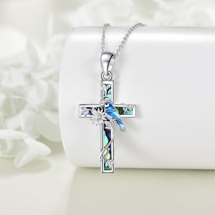 YFN Cross Necklace Sterling Silver Religious Cross Pendant Jewelry Christian Gifts for Women Men