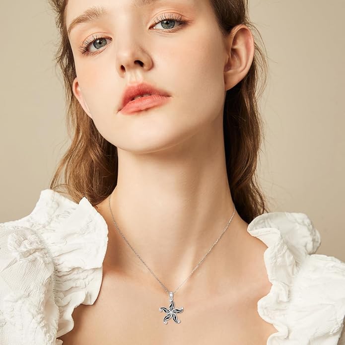 925 Sterling Silver Lab Grown Diamond Animal Necklace Cat/Bear/Bee/Dolphin/Dragonfly/Horse/Hummingbird/Koala/Parrot/Penguin/Pigeon/Sea Turtle/Starfish Lab Grown Diamond Necklace Gift for Women