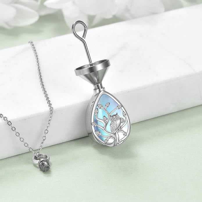 ONEFINITY Sterling Silver Always in My Heart Owl Urn Necklace for Ashes Owl Cremation Jewelry for Ashes of Loved Ones Keepsake Jewelry