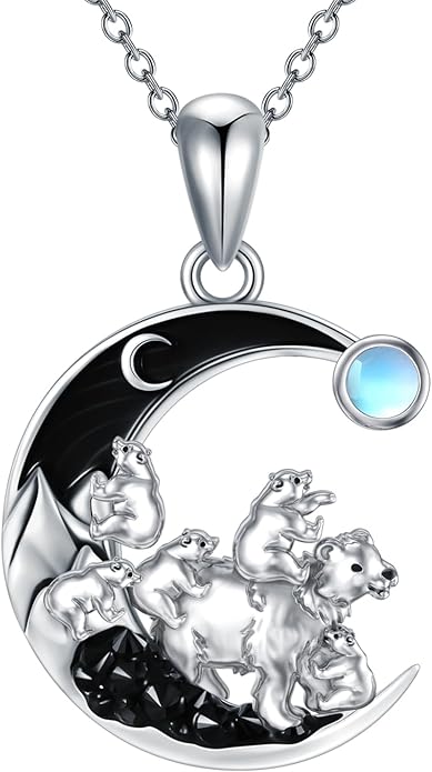 Gothic Jewelry Bat/Cat/Wolf/Dragon/Owl/Fox/Spider/Sun Pendant Sterling Silver Crescent Moon Necklace for Women Girls Black Jewelry Gifts