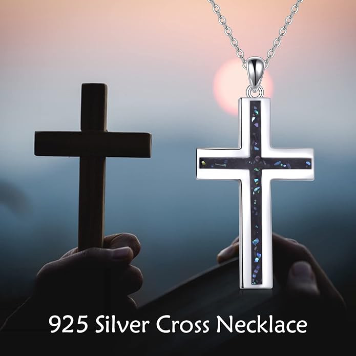 YFN Cross Necklace Sterling Silver Religious Cross Pendant Jewelry Christian Gifts for Women Men